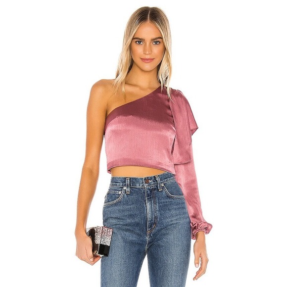 Lovers + Friends Tops - Lovers‎ + Friends REVOLVE Park Mauve Pink One-Shoulder Blouse Women's Small